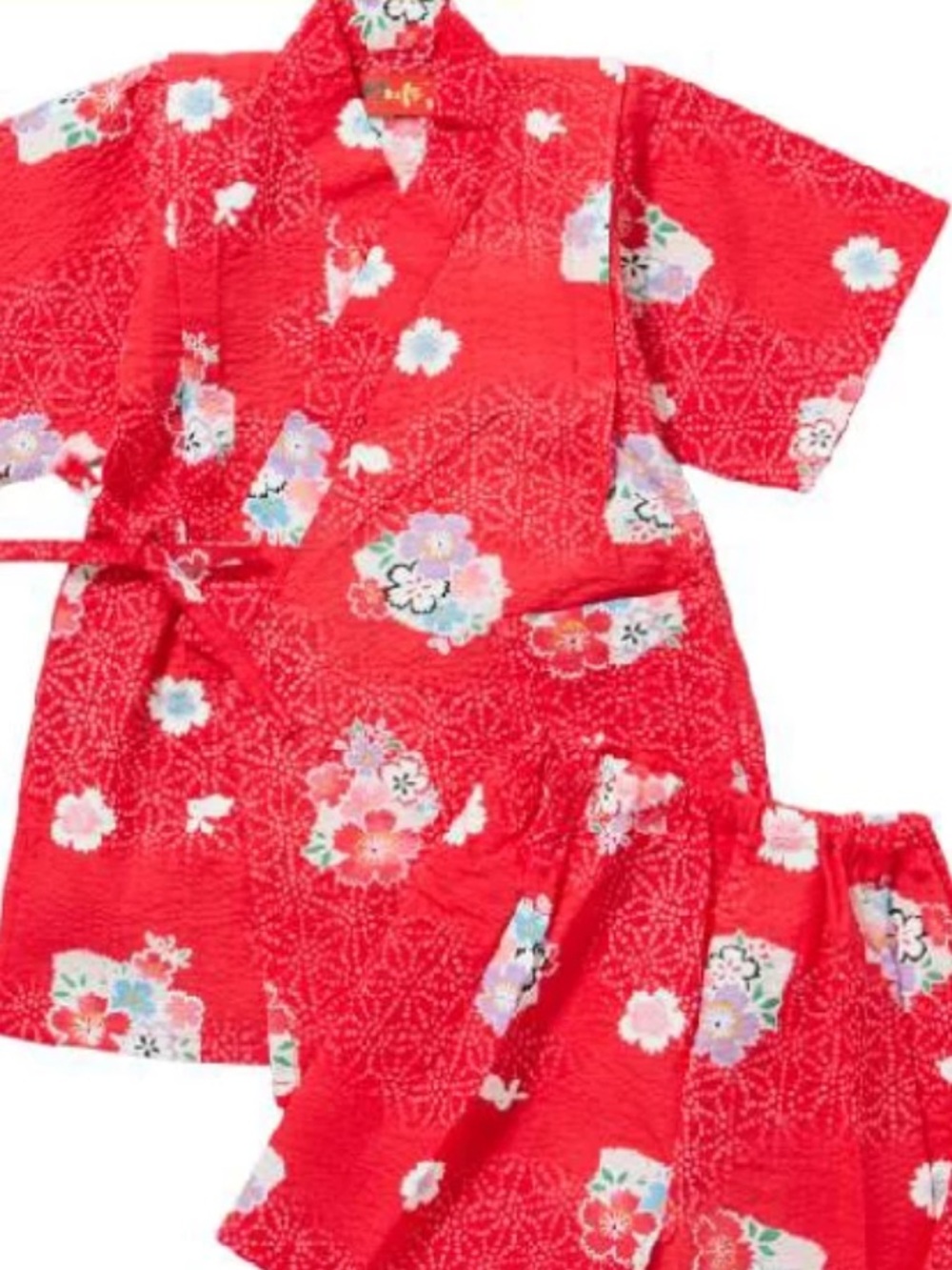 Girls Red Sakura Japanese Two-Piece Set kimono